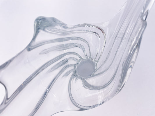 Art Vannes France Large Sculptural Crystal Centerpiece Bowl, 1970s