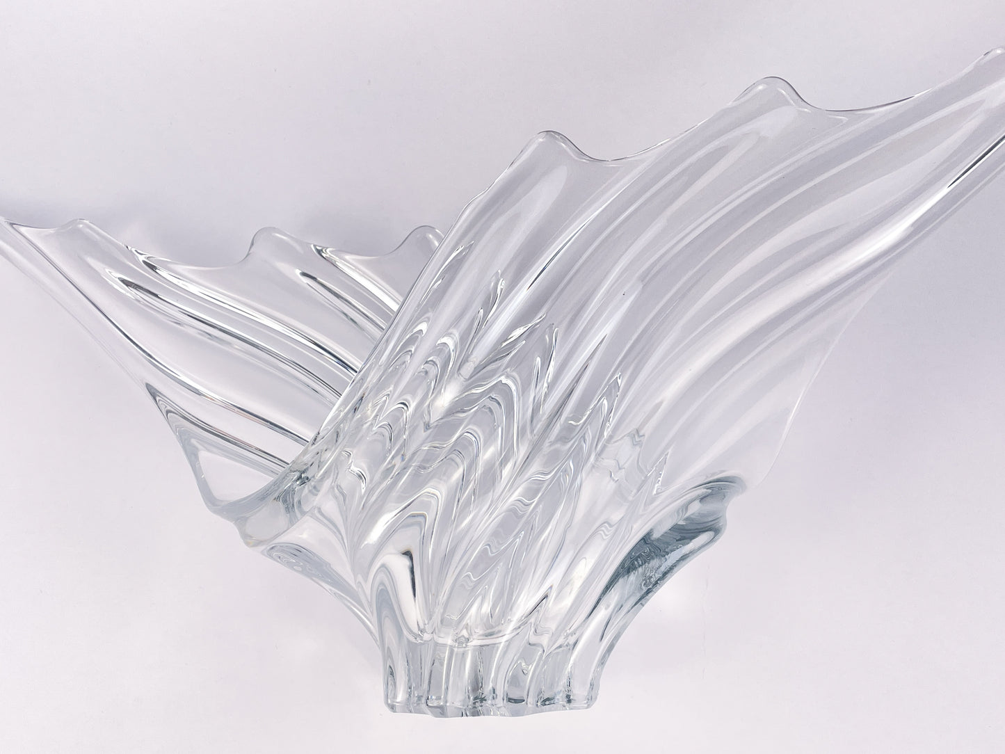 Art Vannes France Large Sculptural Crystal Centerpiece Bowl, 1970s
