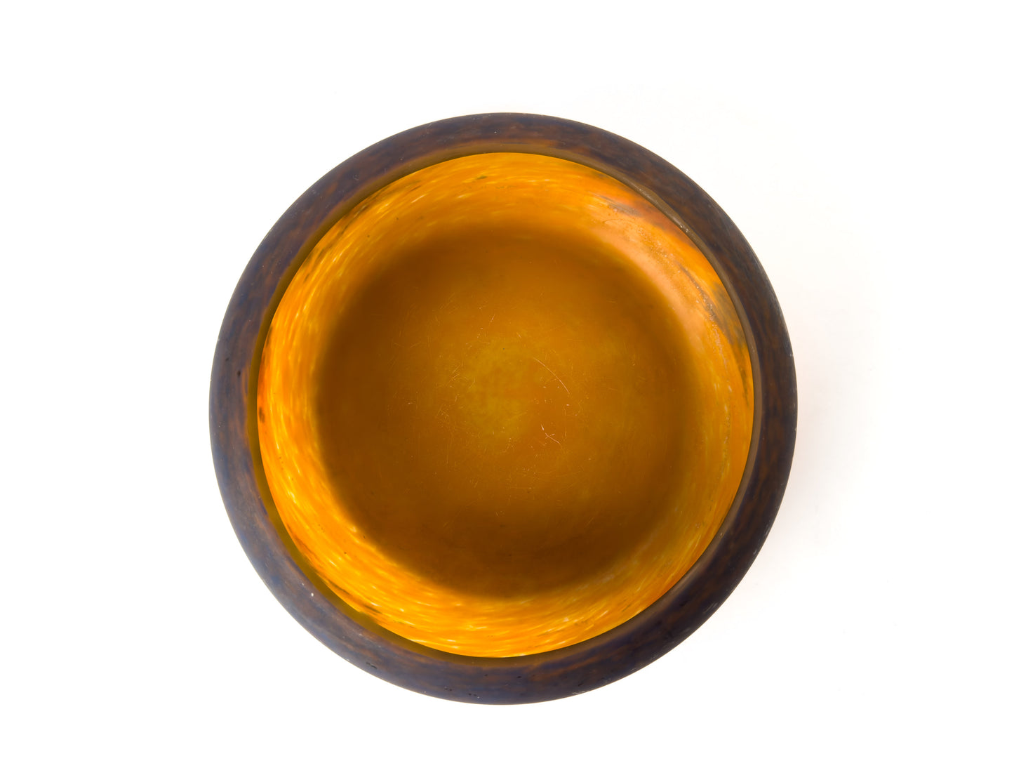 Muller Frères Lunéville Art Deco Mottled Glass Vide-Poche Bowl, France