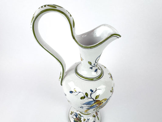 Vintage Lallier de Moustiers Faience Hand-Painted Ewer, France, Mid-20th Century