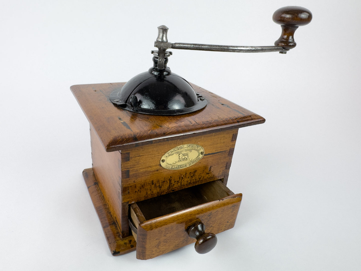 Vintage Peugeot Frères Wooden Manual Coffee Grinder, c. 1930s–1950s