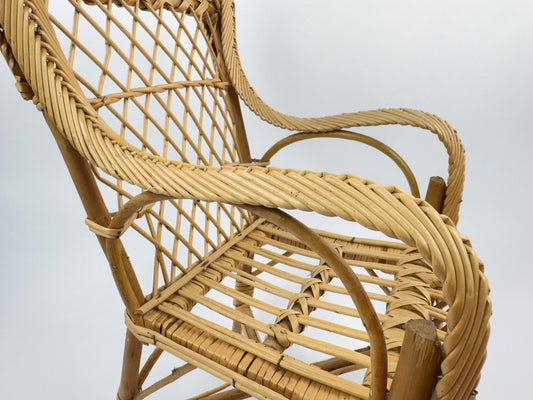 Vintage French Rattan Children’s Chair, 1950s