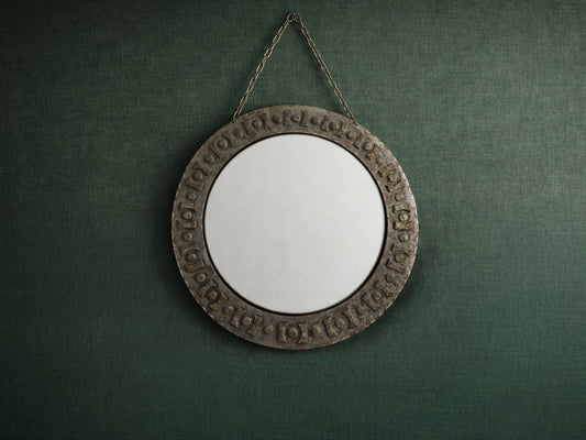 Vintage Brutalist Wrought Iron Mirror, Touret-Influenced Design, c 1960s