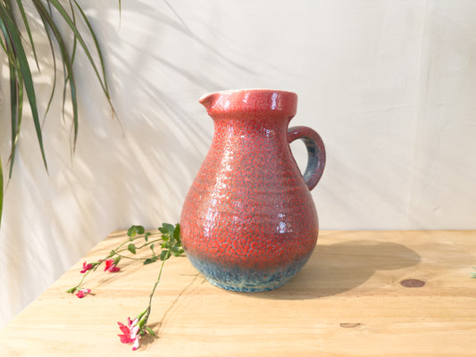 Vintage French Accolay Ceramic Pitcher in Red Crackle Glaze, 1960s