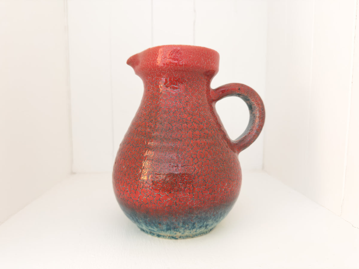 Vintage French Accolay Ceramic Pitcher in Red Crackle Glaze, 1960s