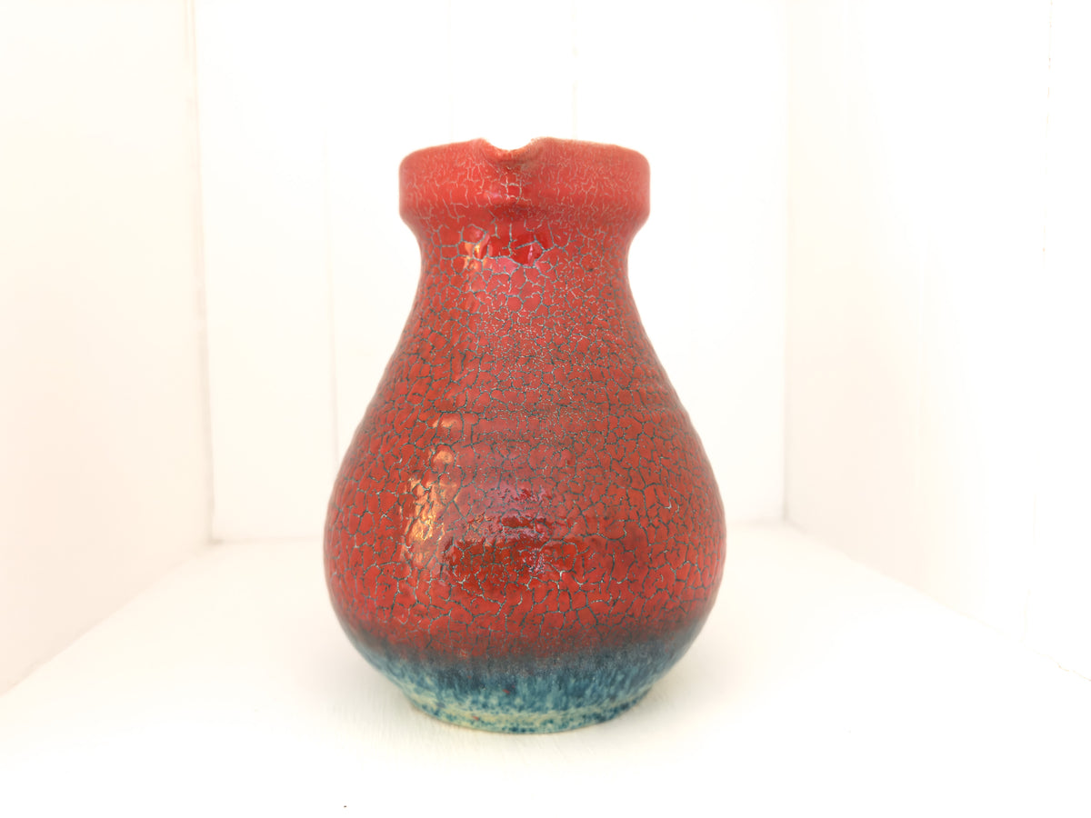 Vintage French Accolay Ceramic Pitcher in Red Crackle Glaze, 1960s