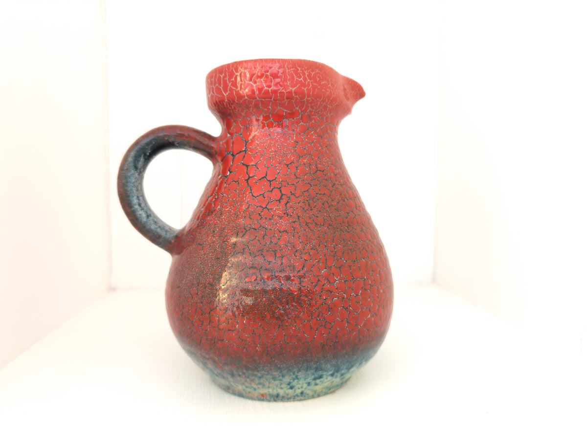 Vintage French Accolay Ceramic Pitcher in Red Crackle Glaze, 1960s