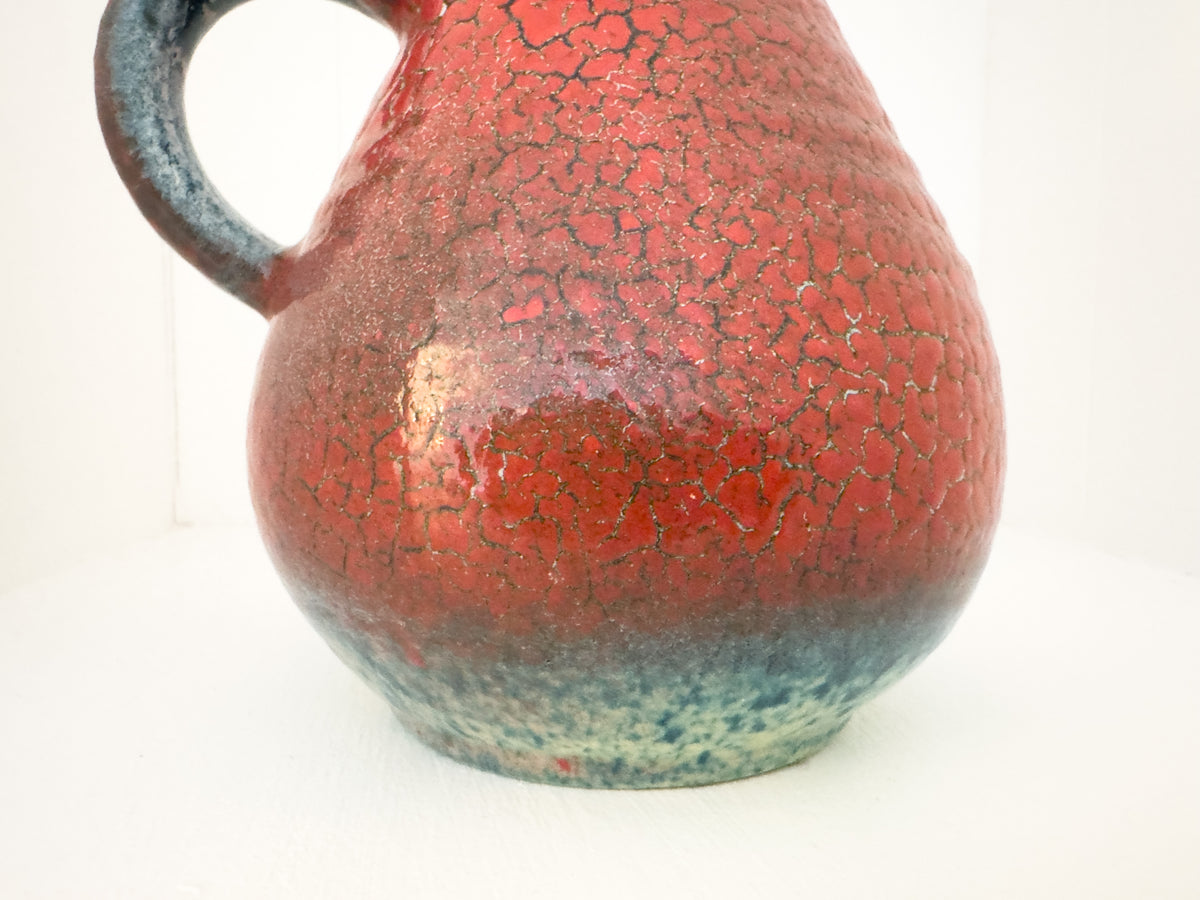 Vintage French Accolay Ceramic Pitcher in Red Crackle Glaze, 1960s