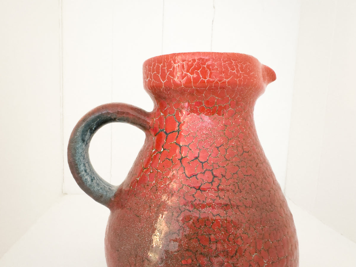 Vintage French Accolay Ceramic Pitcher in Red Crackle Glaze, 1960s