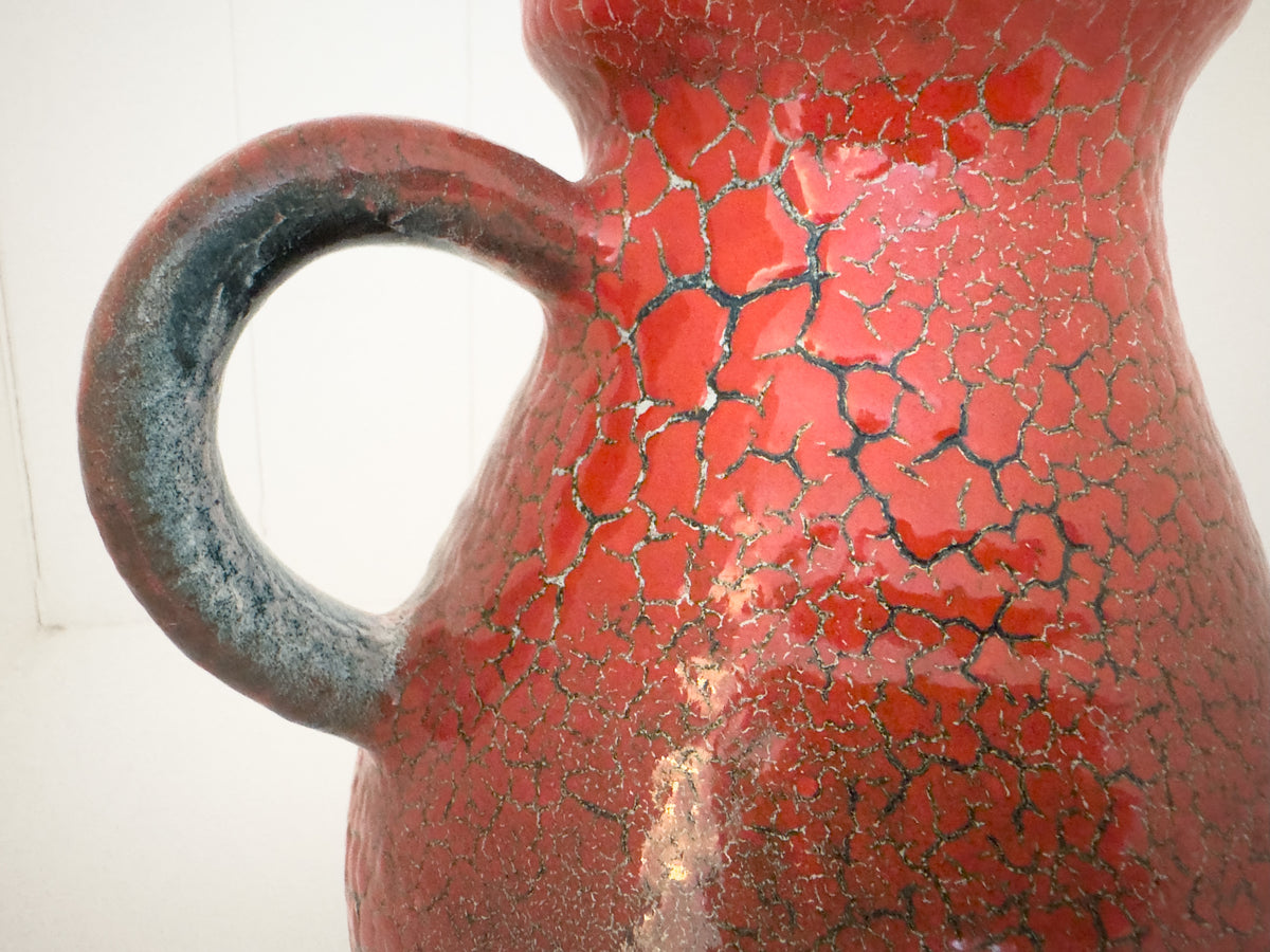 Vintage French Accolay Ceramic Pitcher in Red Crackle Glaze, 1960s