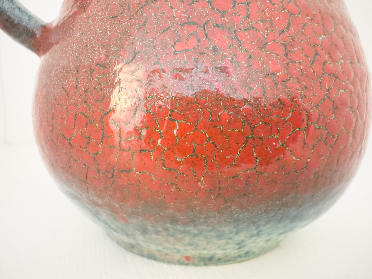 Vintage French Accolay Ceramic Pitcher in Red Crackle Glaze, 1960s