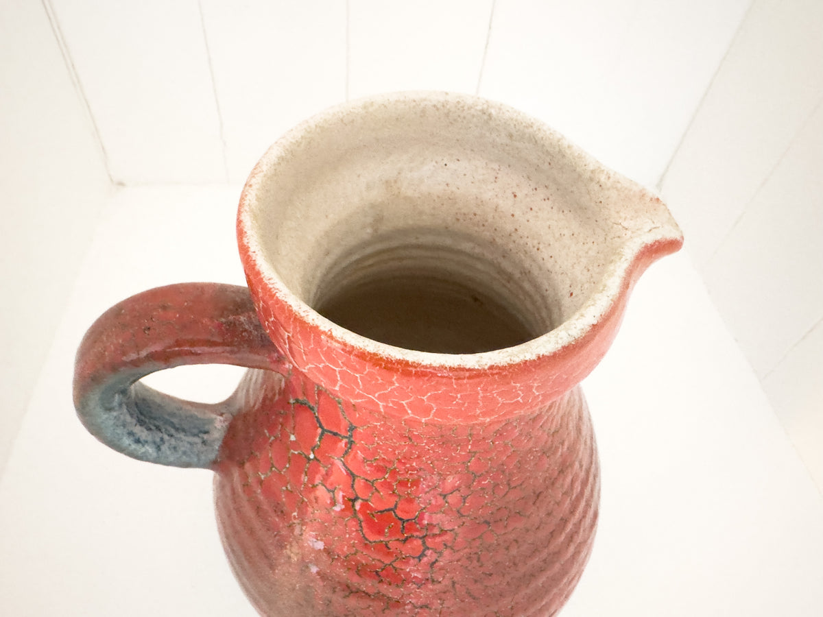Vintage French Accolay Ceramic Pitcher in Red Crackle Glaze, 1960s