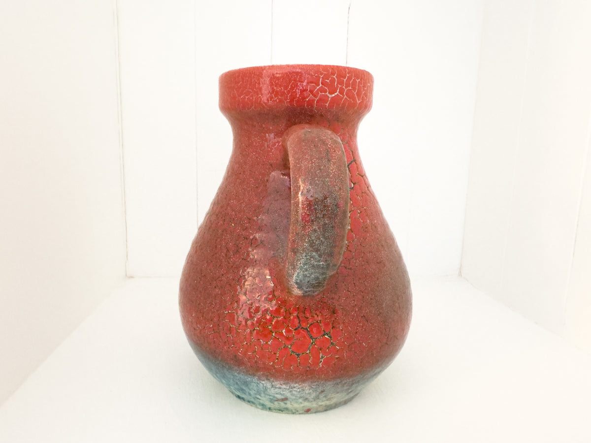 Vintage French Accolay Ceramic Pitcher in Red Crackle Glaze, 1960s