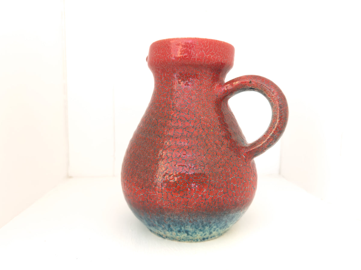 Vintage French Accolay Ceramic Pitcher in Red Crackle Glaze, 1960s