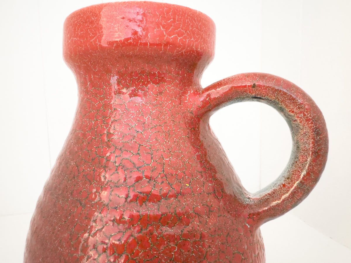 Vintage French Accolay Ceramic Pitcher in Red Crackle Glaze, 1960s