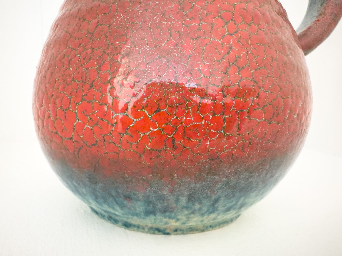 Vintage French Accolay Ceramic Pitcher in Red Crackle Glaze, 1960s