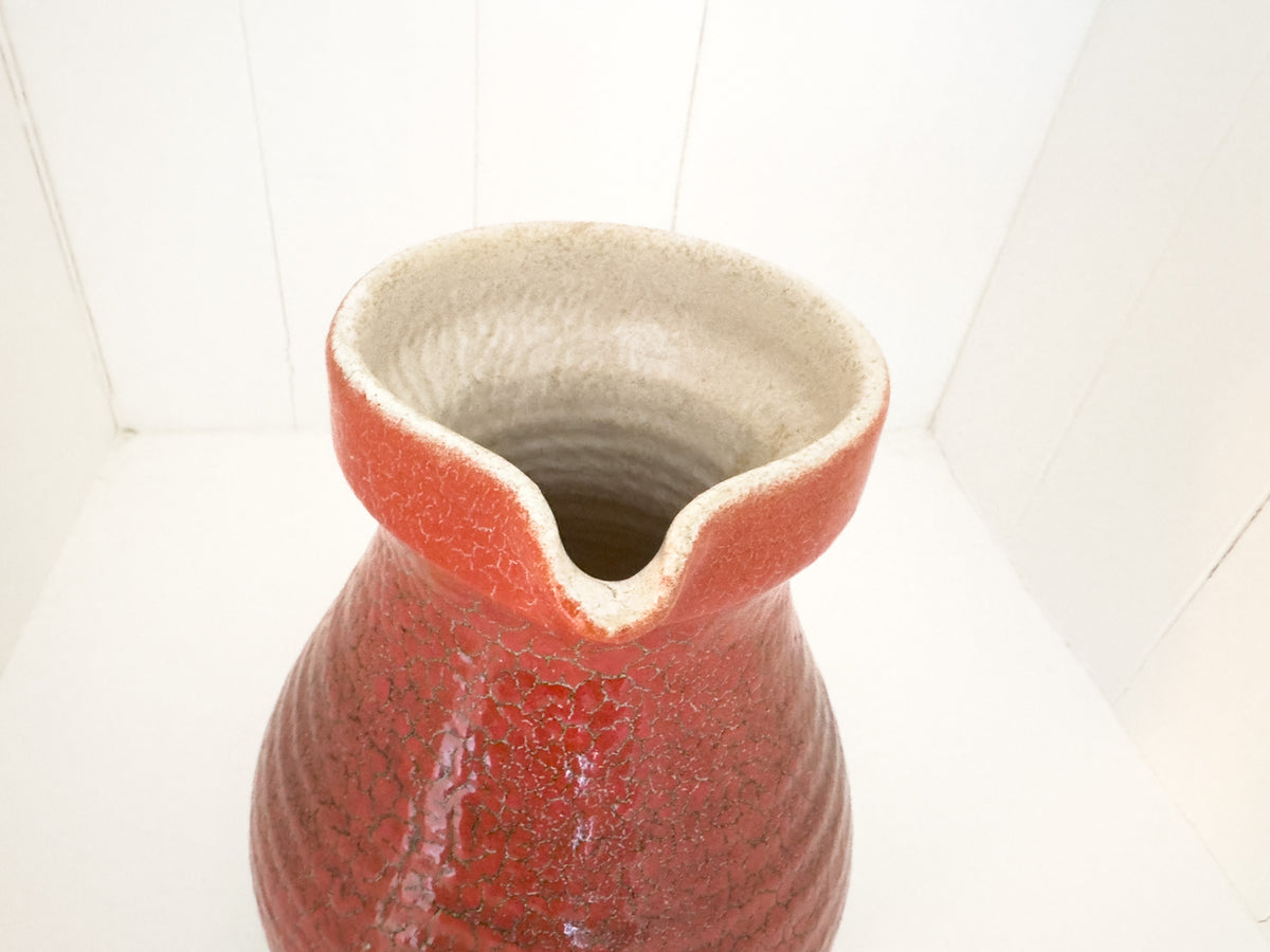 Vintage French Accolay Ceramic Pitcher in Red Crackle Glaze, 1960s