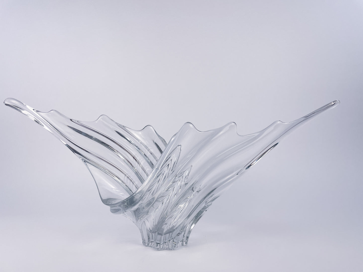 Art Vannes France Large Sculptural Crystal Centerpiece Bowl, 1970s