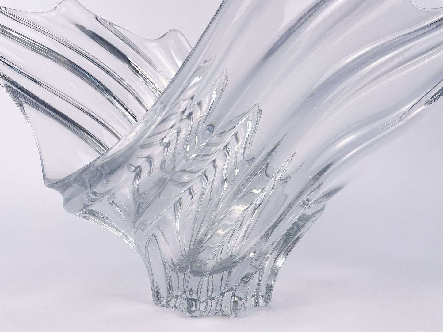 Art Vannes France Large Sculptural Crystal Centerpiece Bowl, 1970s