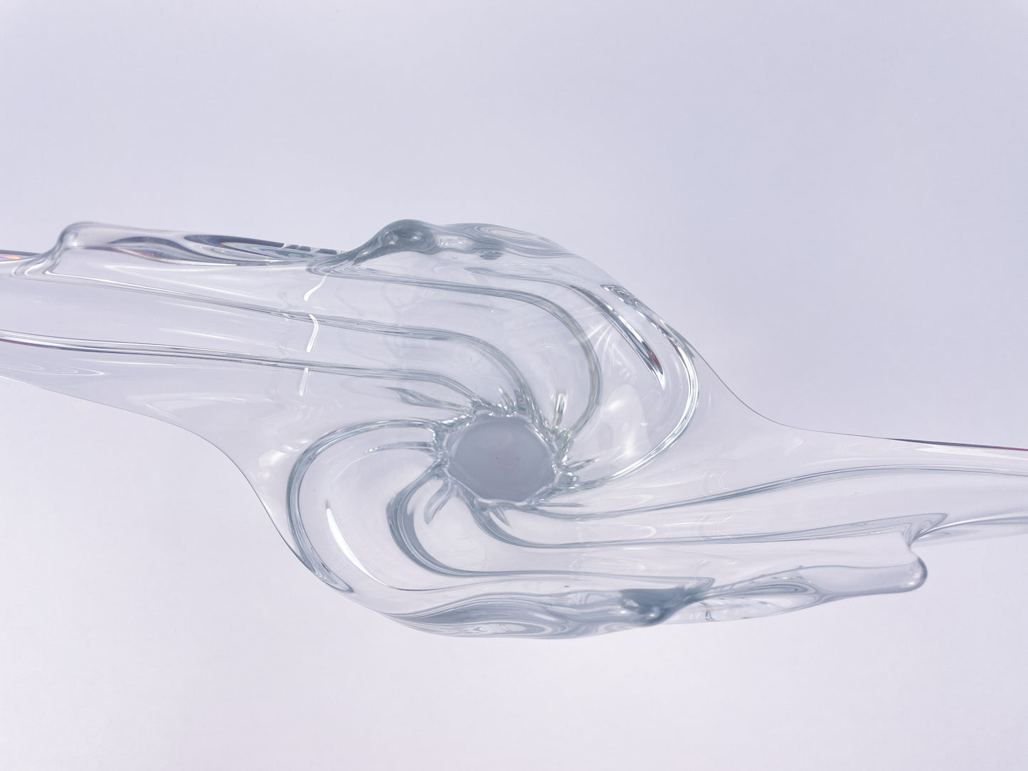 Art Vannes France Large Sculptural Crystal Centerpiece Bowl, 1970s