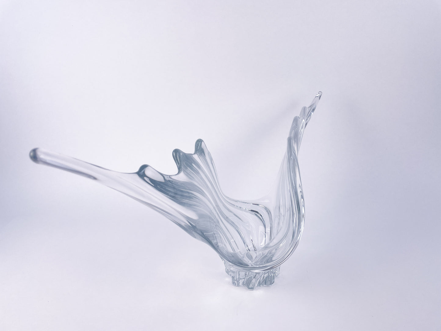 Art Vannes France Large Sculptural Crystal Centerpiece Bowl, 1970s