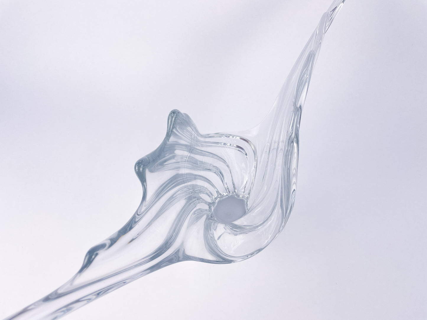 Art Vannes France Large Sculptural Crystal Centerpiece Bowl, 1970s