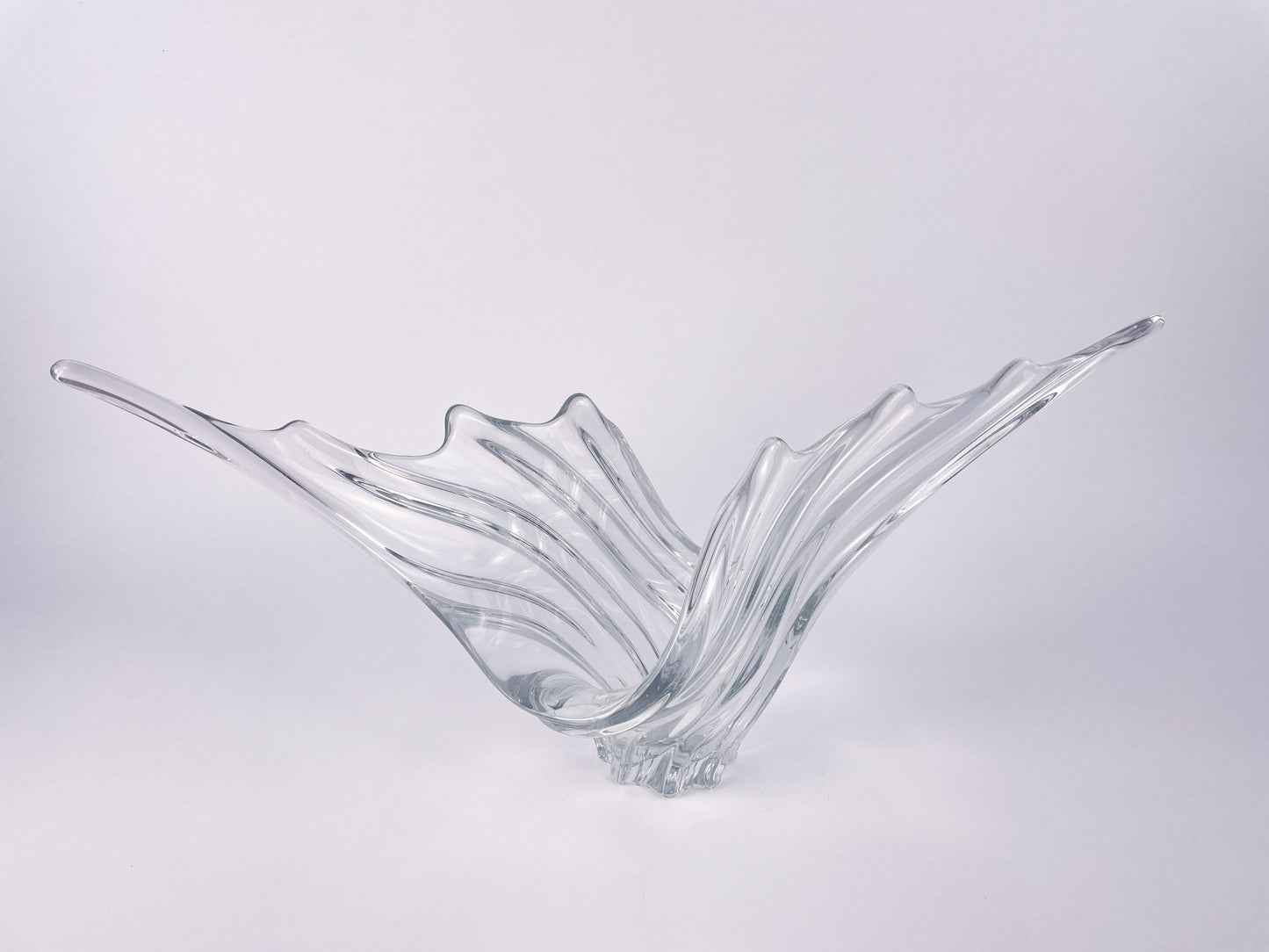 Art Vannes France Large Sculptural Crystal Centerpiece Bowl, 1970s