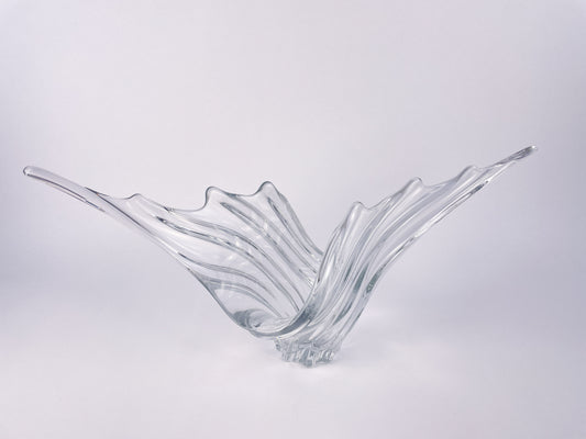 Art Vannes France Large Sculptural Crystal Centerpiece Bowl, 1970s