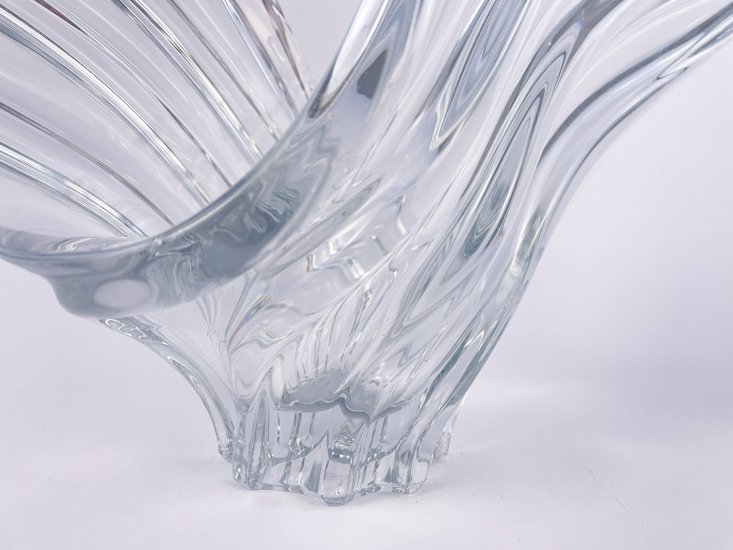Art Vannes France Large Sculptural Crystal Centerpiece Bowl, 1970s