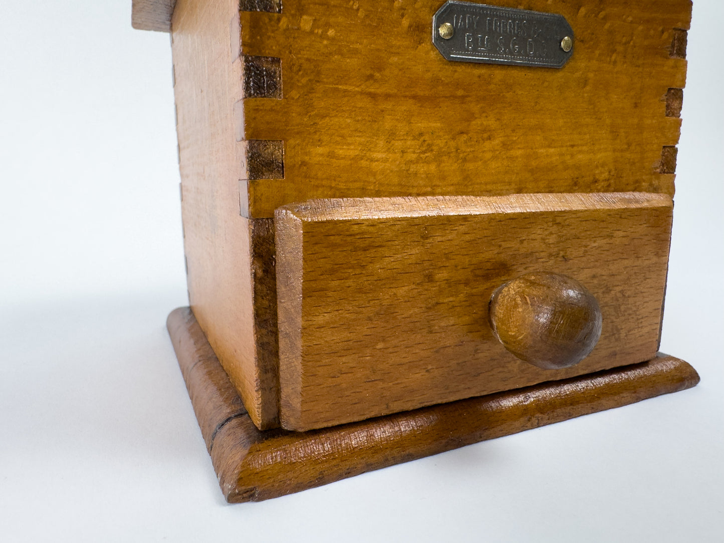 Vintage Japy Frères Wooden Manual Coffee Grinder, c. 1920s–1940s