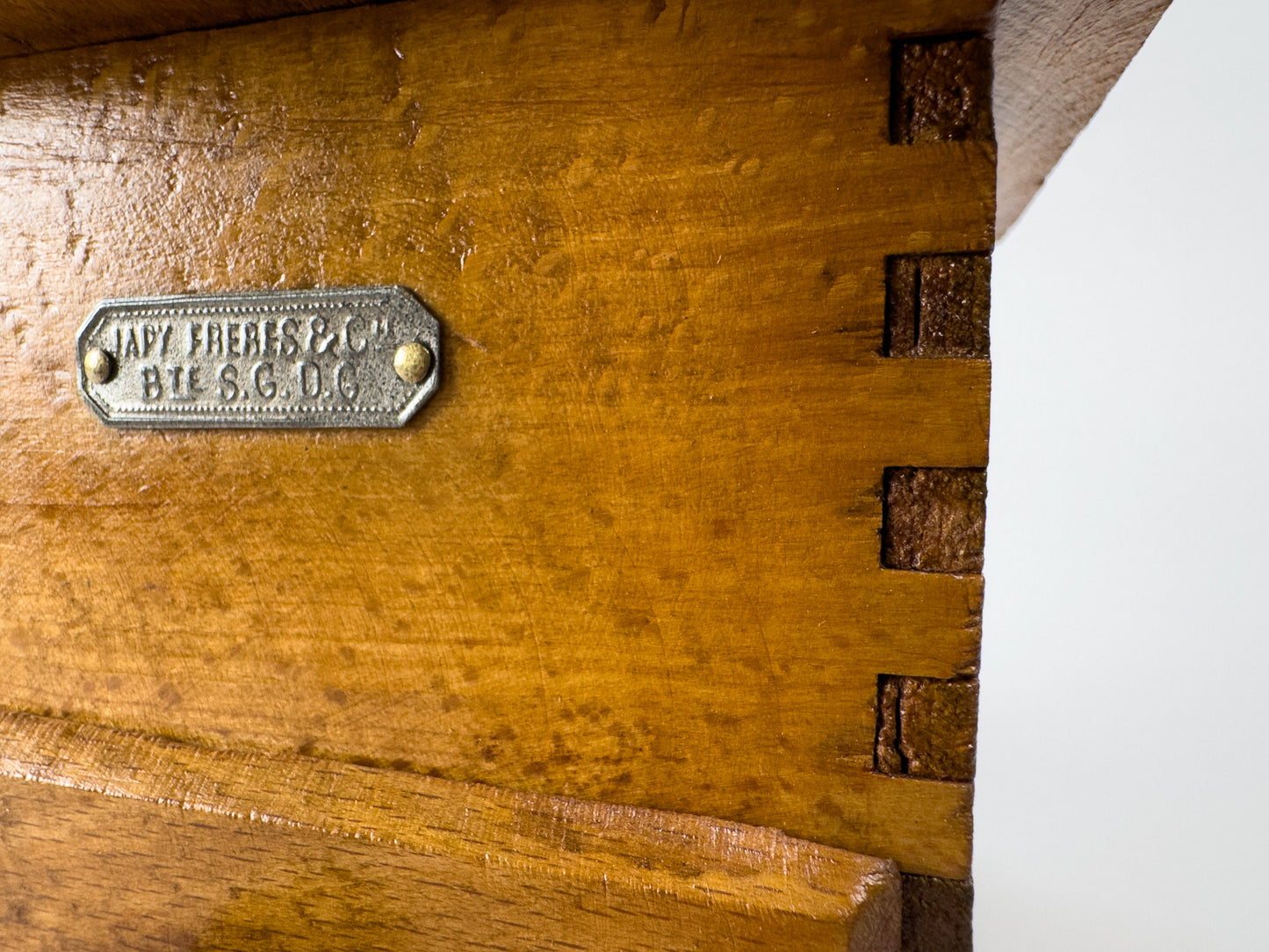 Vintage Japy Frères Wooden Manual Coffee Grinder, c. 1920s–1940s