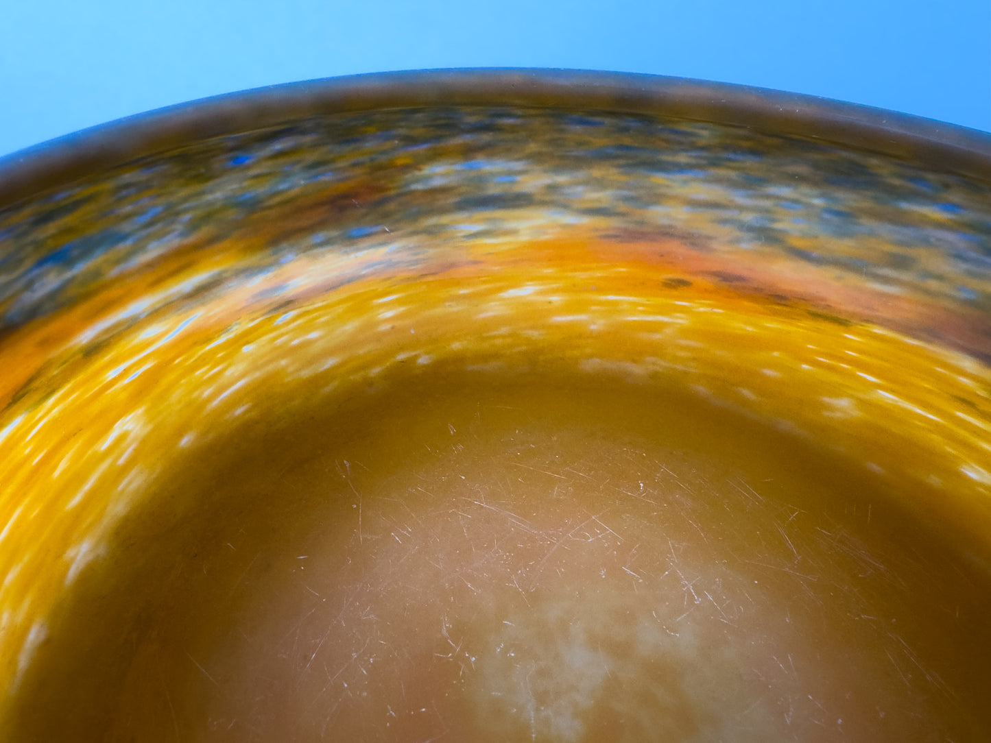 Muller Frères Lunéville Art Deco Mottled Glass Vide-Poche Bowl, France