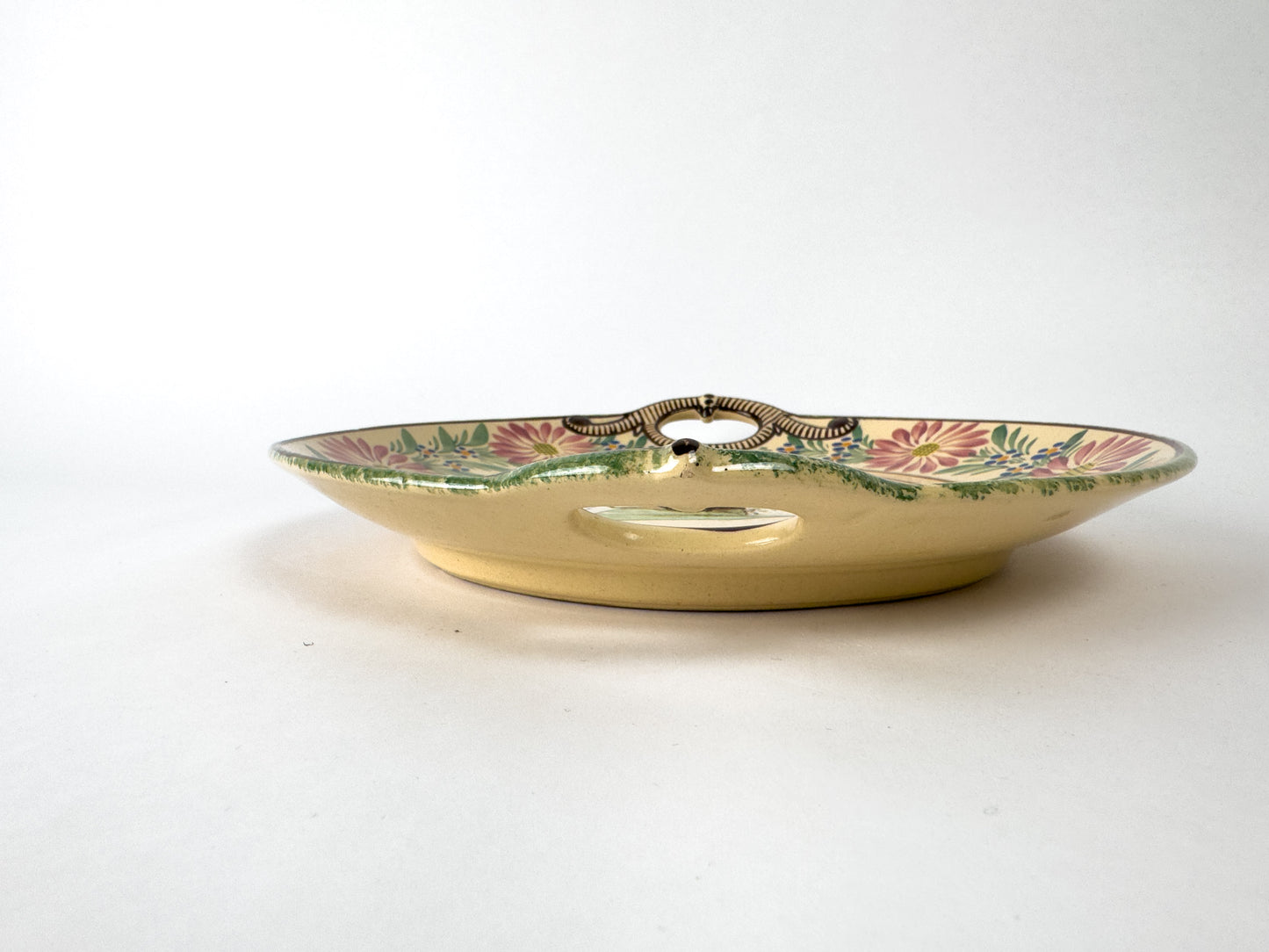 HB Quimper Hand-Painted Breton Platter with Double Handles, France, c. 1930s