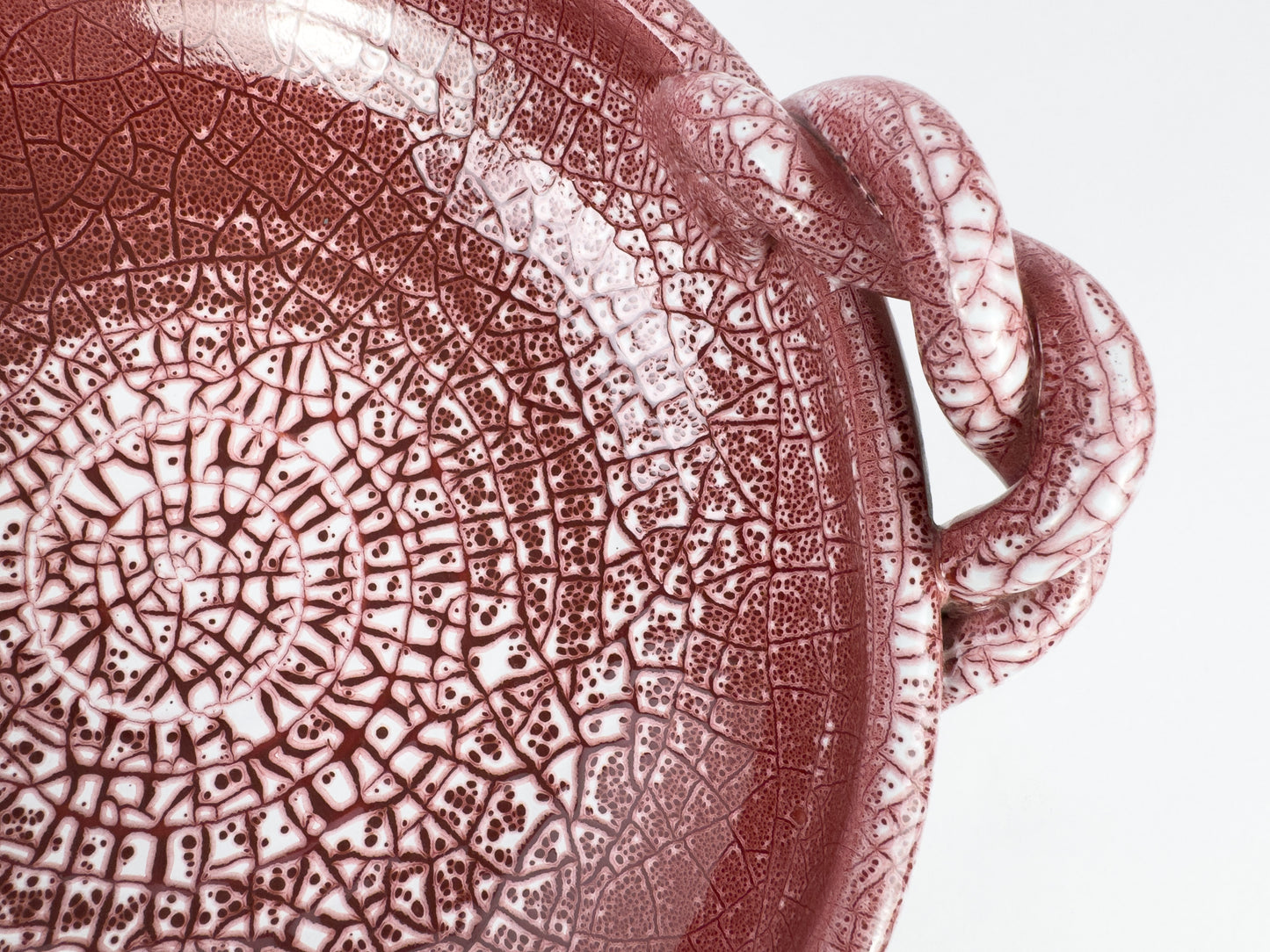 Large Signed Accolay Ceramic Fruit Bowl with Twisted Handles, French, Circa 1960s