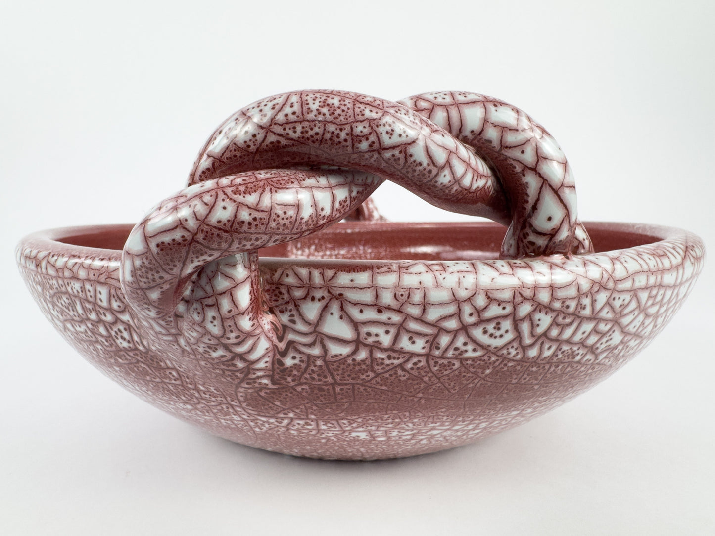 Large Signed Accolay Ceramic Fruit Bowl with Twisted Handles, French, Circa 1960s