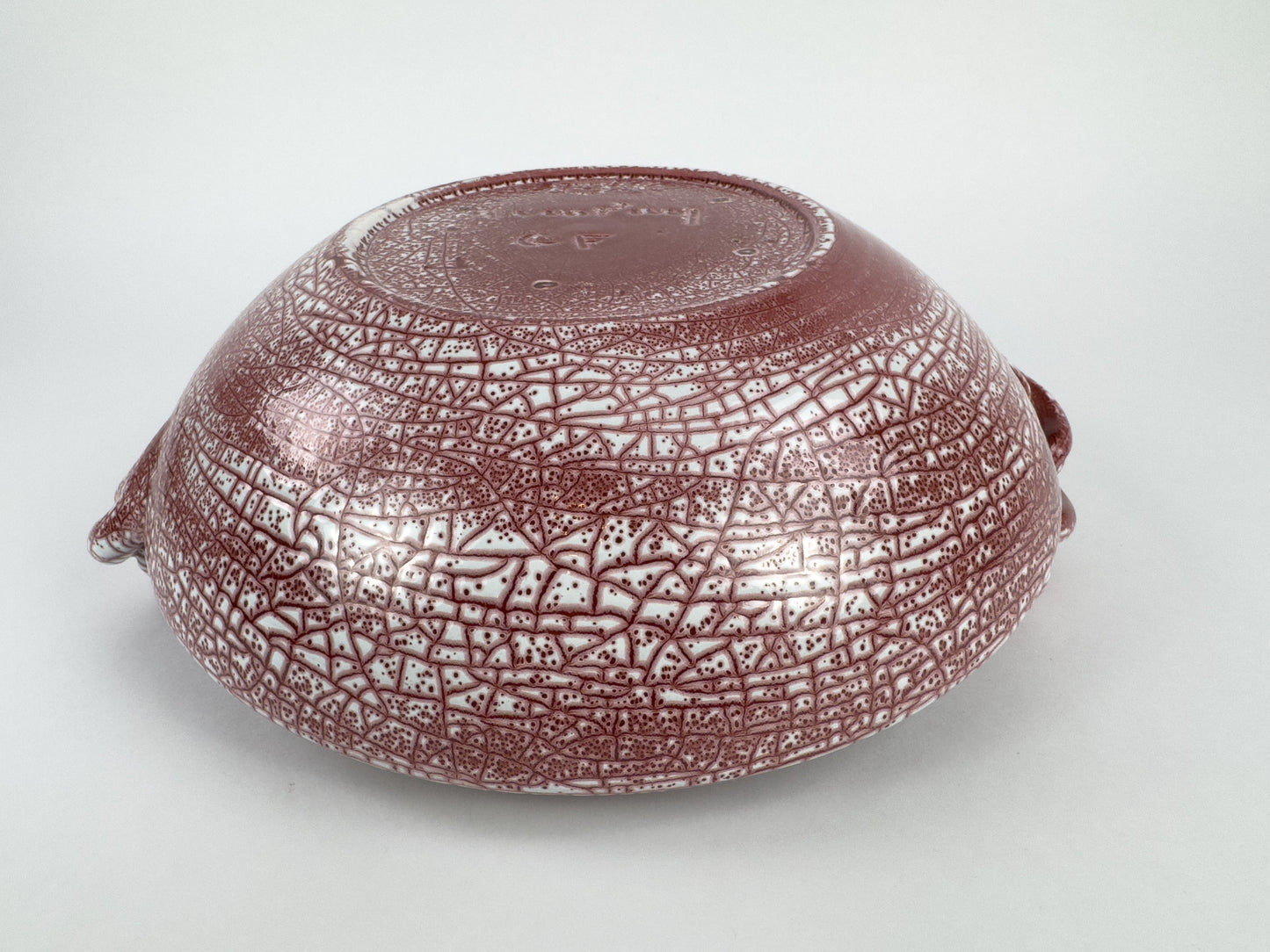 Large Signed Accolay Ceramic Fruit Bowl with Twisted Handles, French, Circa 1960s