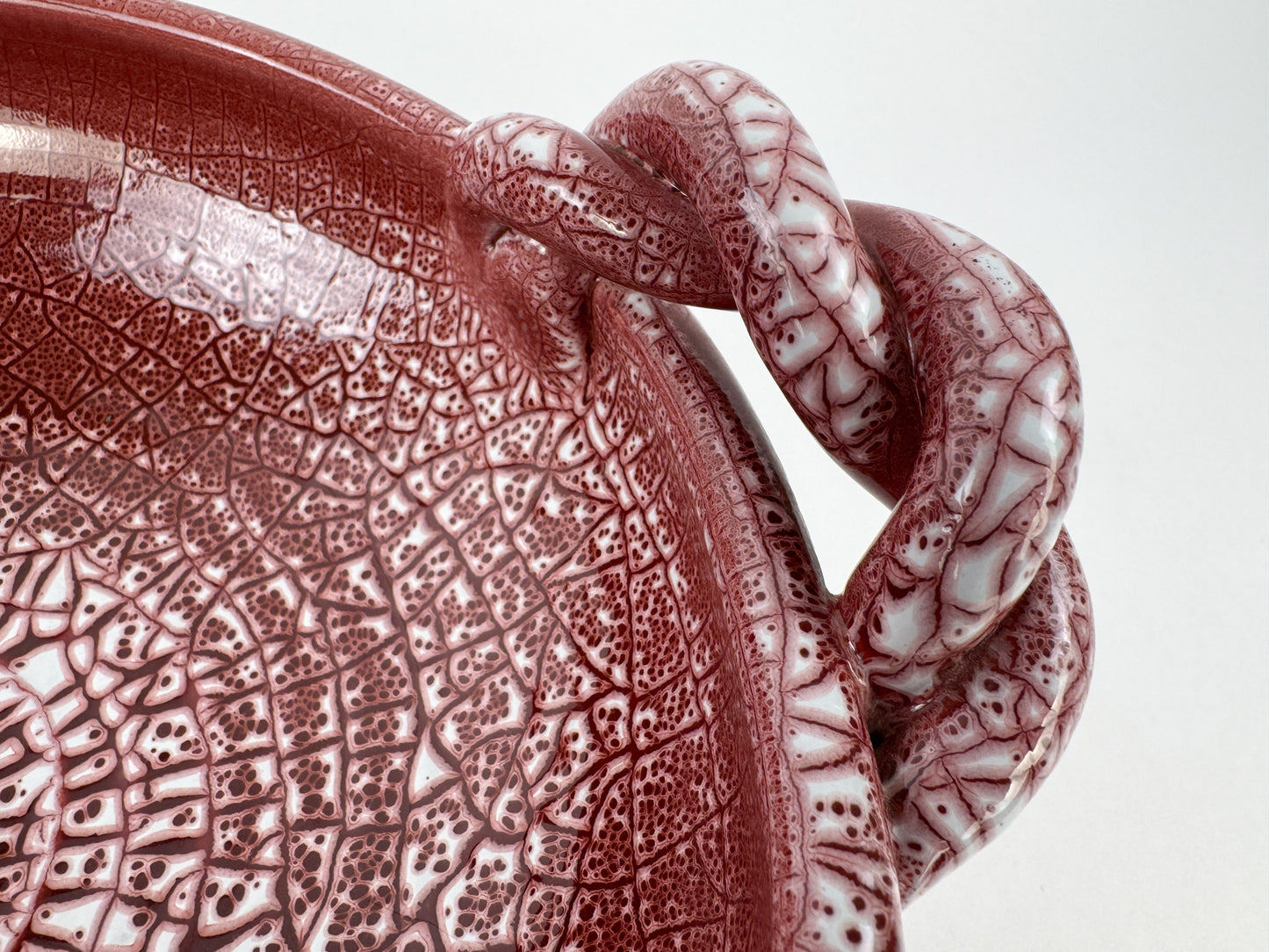 Large Signed Accolay Ceramic Fruit Bowl with Twisted Handles, French, Circa 1960s