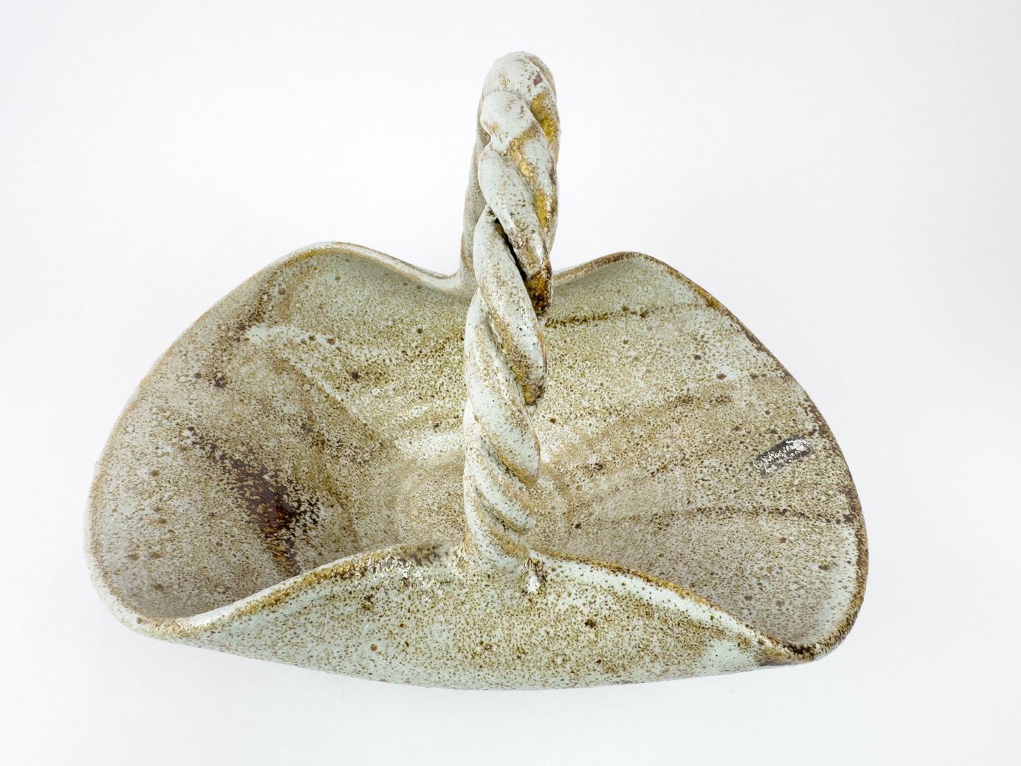 Vintage Accolay Stoneware Basket with Twisted Handle, France, 1960s