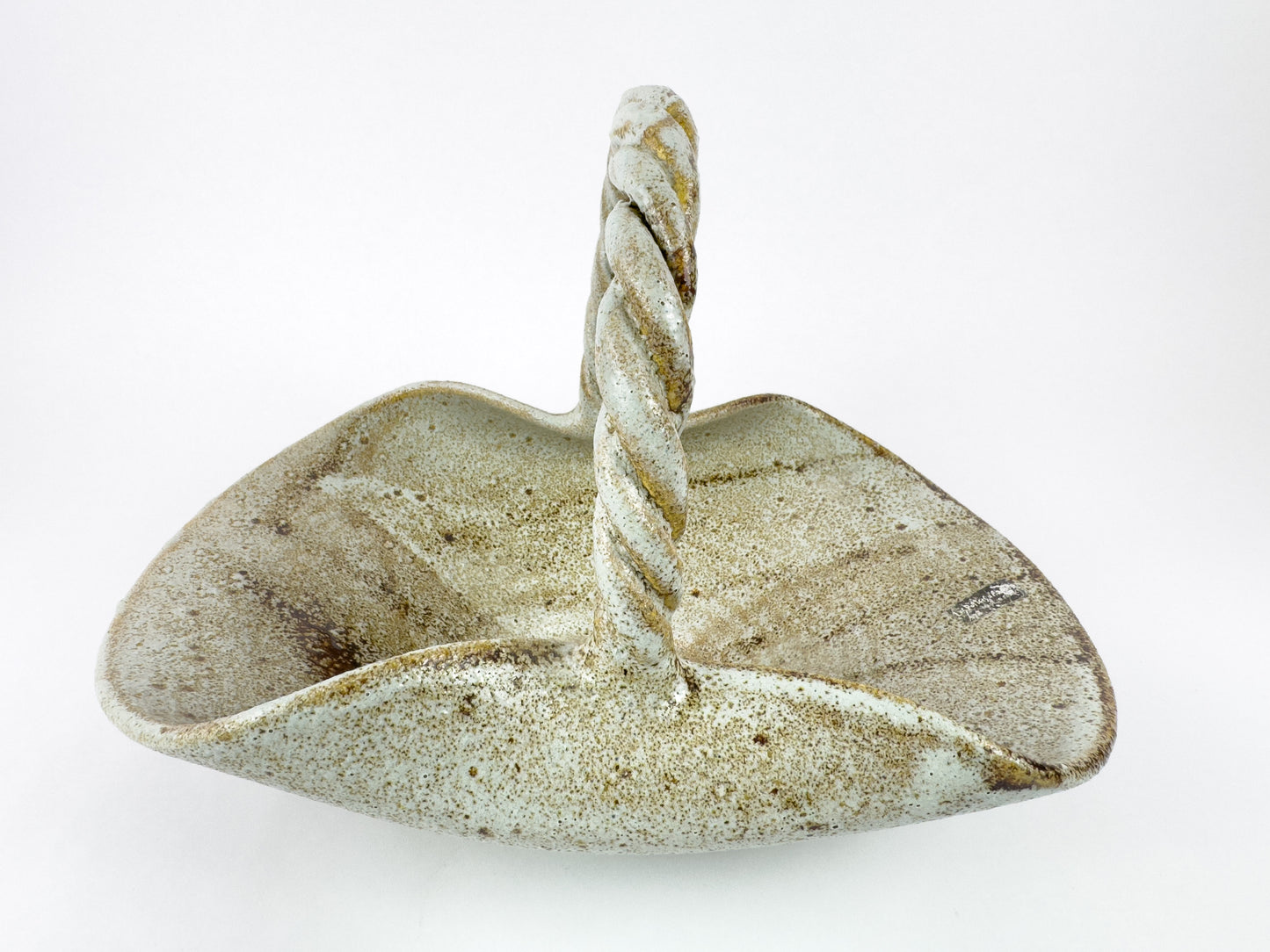 Vintage Accolay Stoneware Basket with Twisted Handle, France, 1960s