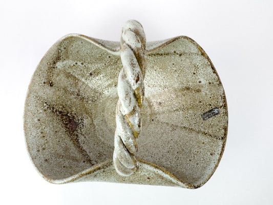 Vintage Accolay Stoneware Basket with Twisted Handle, France, 1960s
