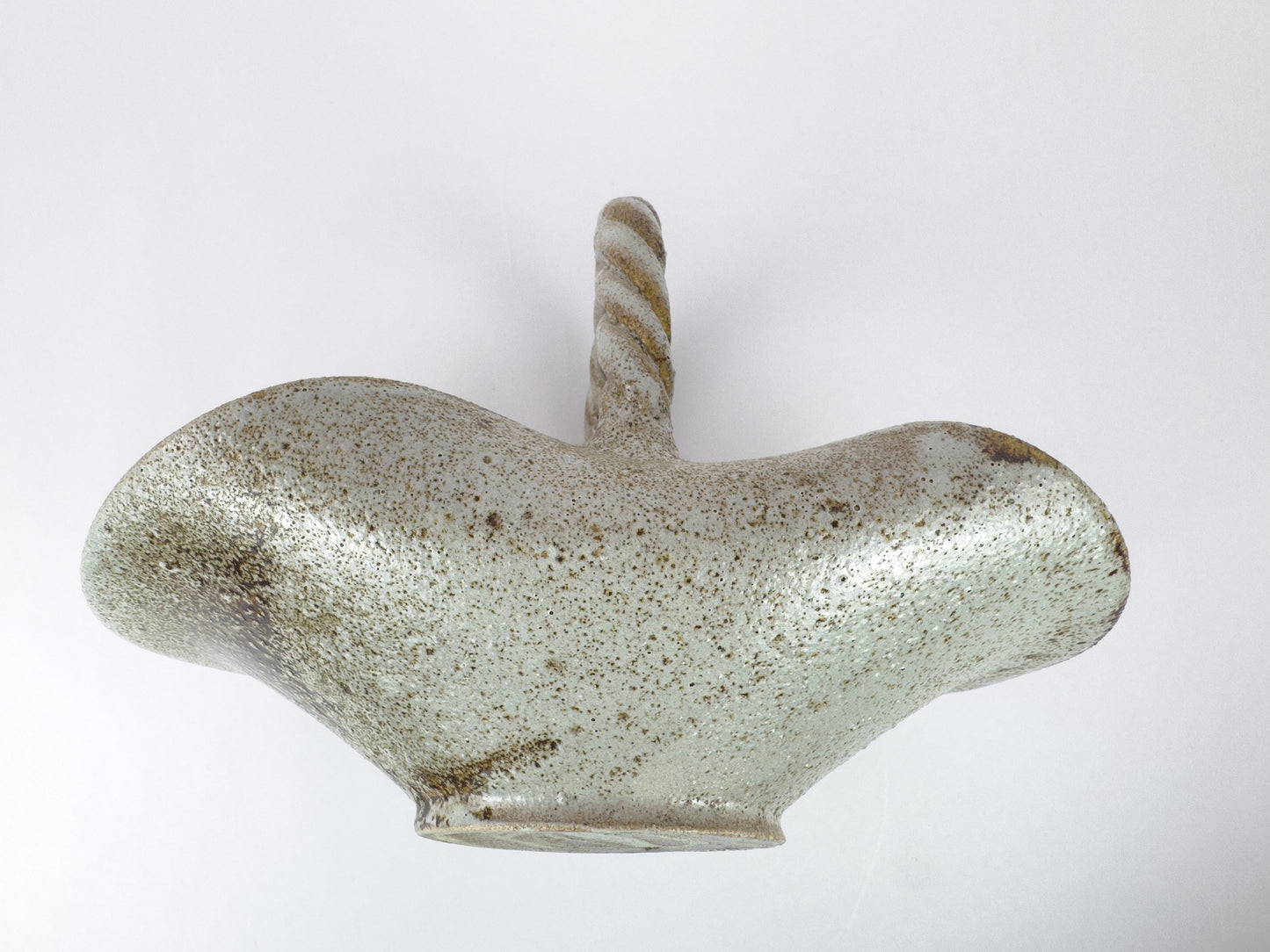Vintage Accolay Stoneware Basket with Twisted Handle, France, 1960s