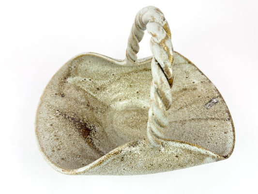 Vintage Accolay Stoneware Basket with Twisted Handle, France, 1960s