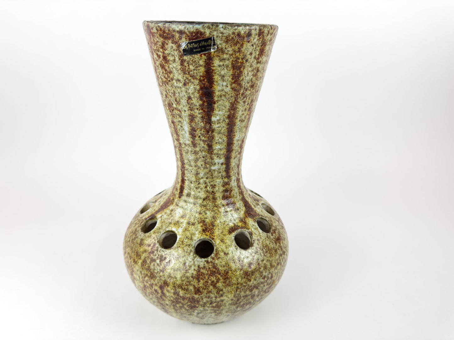 Large Accolay Ceramic Flower Frog Vase, France, c.1960s