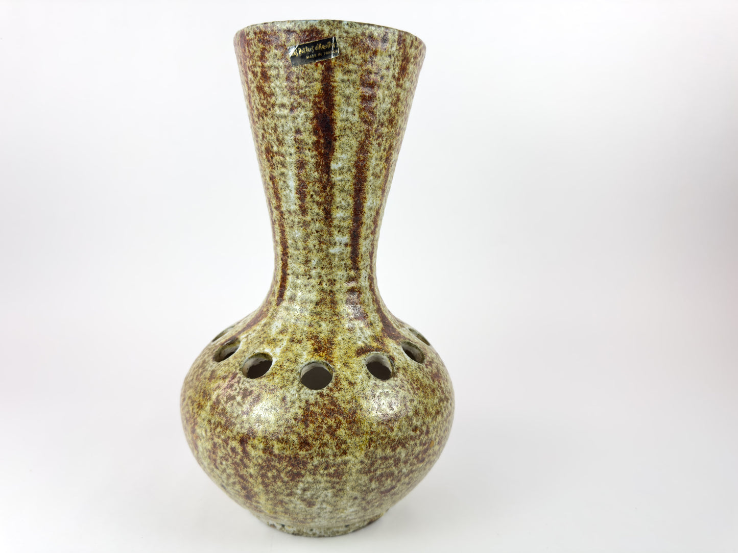 Large Accolay Ceramic Flower Frog Vase, France, c.1960s