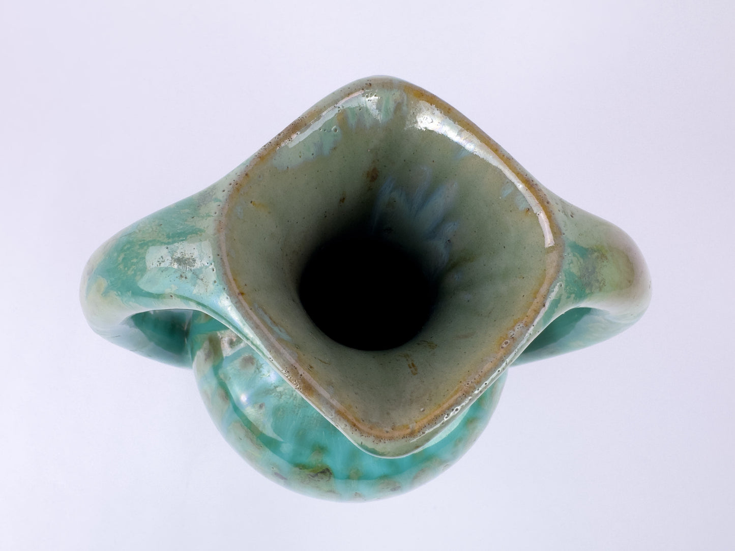 French Art Deco Pierrefonds Double-Handled Drip-Glaze Vase, 1930s