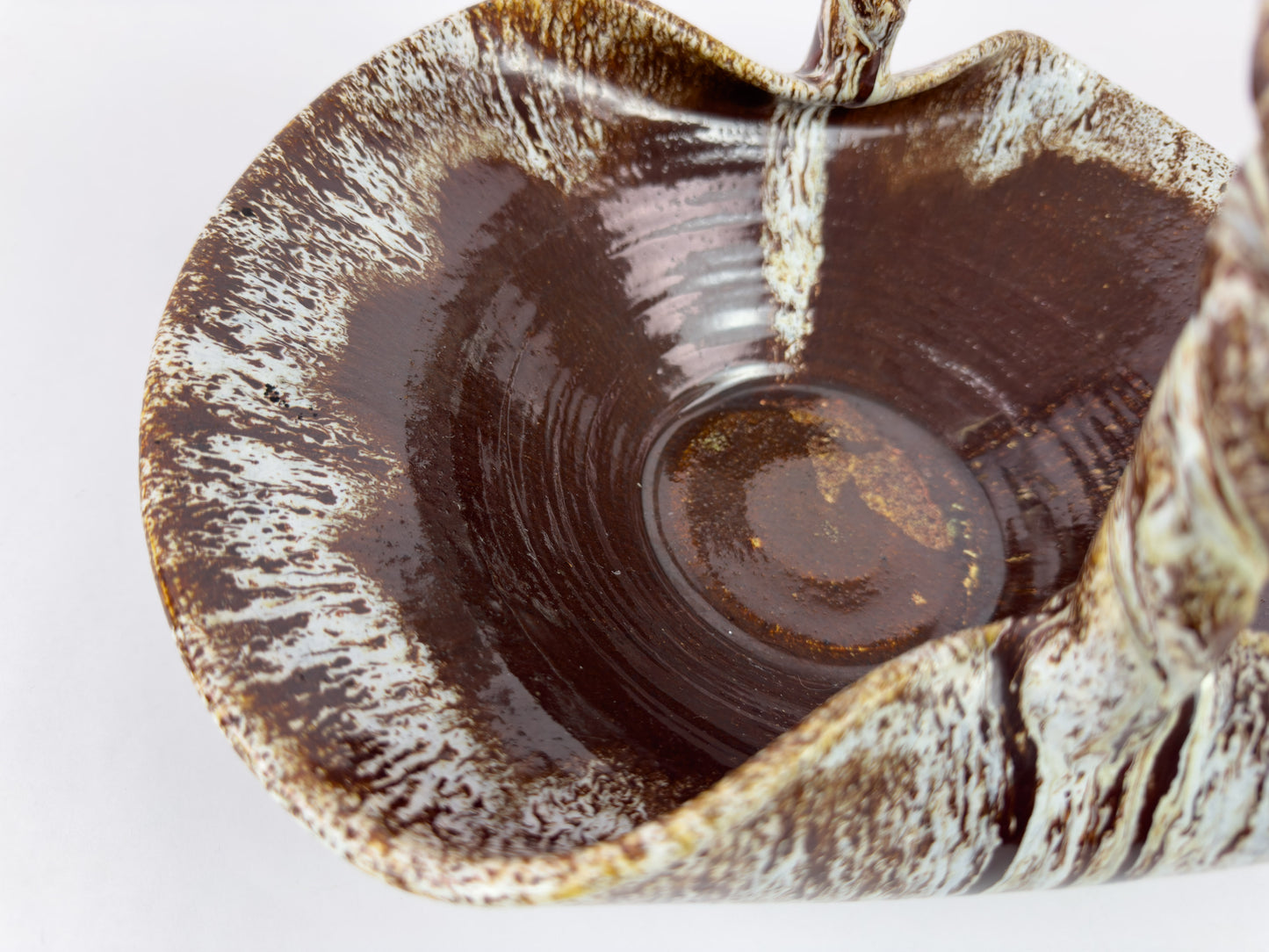 Accolay Ceramic Basket with Twisted Handle, France, Mid-Century