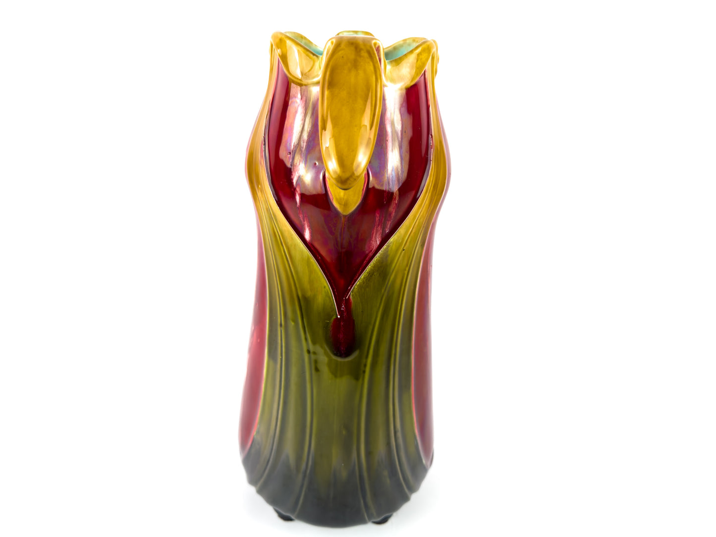 Large Art Nouveau Barbotine Vase by L’Herminie-Declercq, Faïencerie d’Orchies, France, c.1900