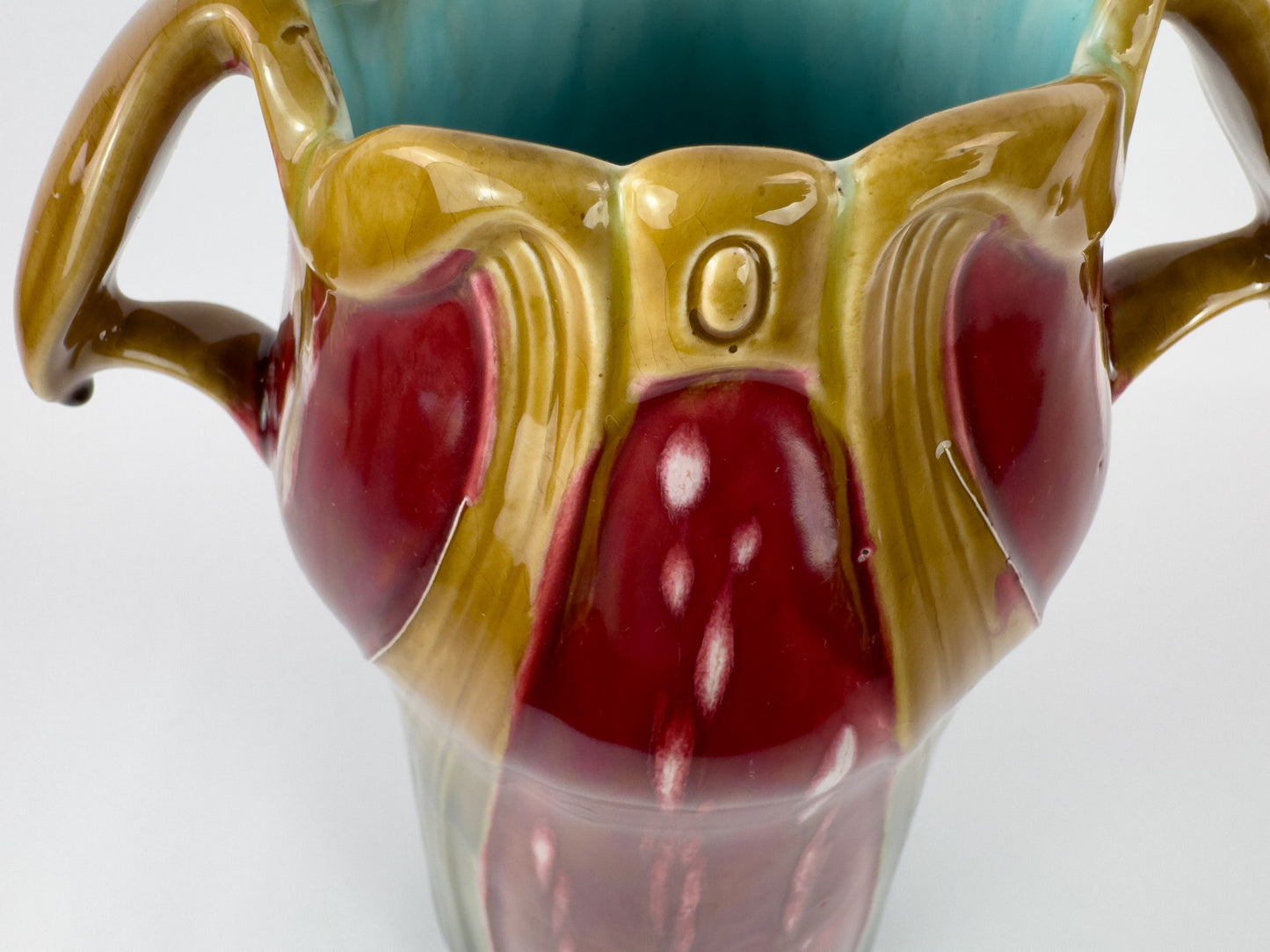 Large Art Nouveau Barbotine Vase by L’Herminie-Declercq, Faïencerie d’Orchies, France, c.1900