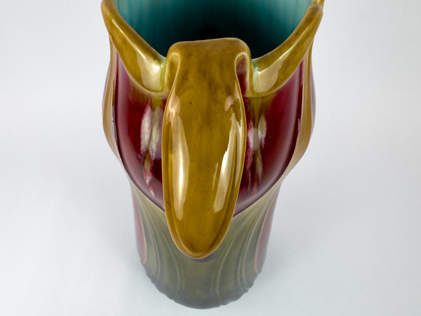 Large Art Nouveau Barbotine Vase by L’Herminie-Declercq, Faïencerie d’Orchies, France, c.1900