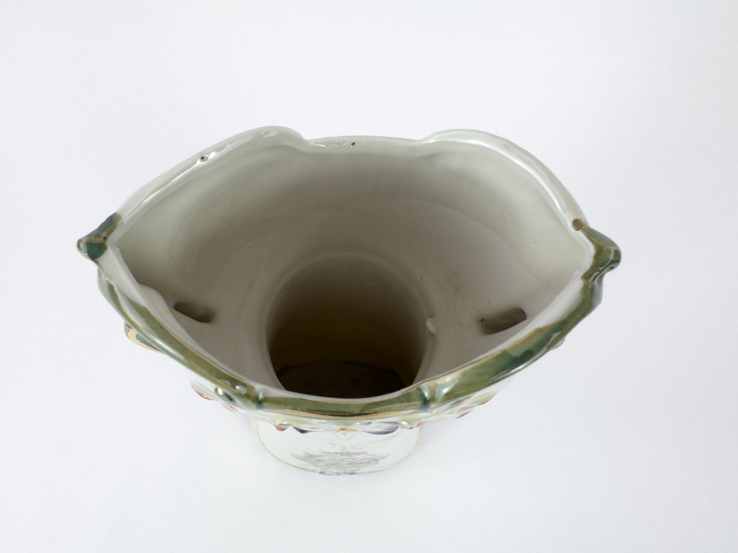 Art Nouveau Porcelain Vase with Floral Décor and Gilded Handles, c. 1900